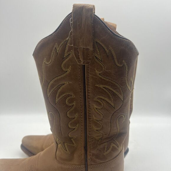 Old West Boots Boys 13 Tan Cowboy Western Embroidered Pullon - Picture 10 of 10